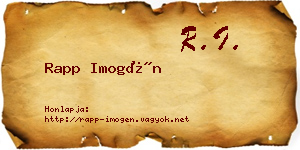 Rapp Imogén névjegykártya